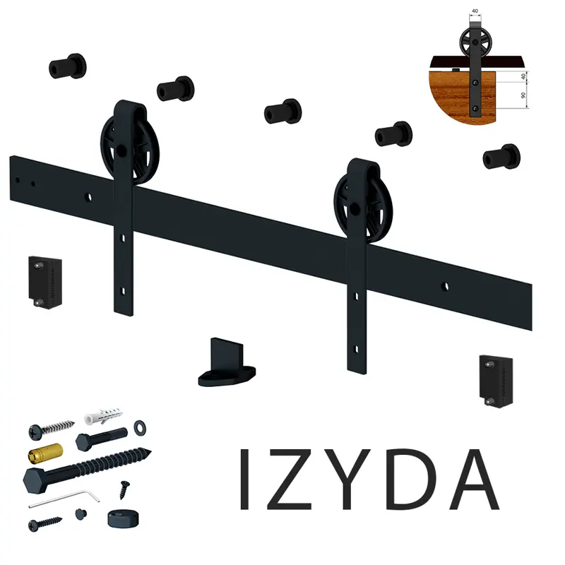 Valcomp IZ20 Комплект фурнітури IZYDA 100кг до 1 двері 850-1050 мм, чорний матовий