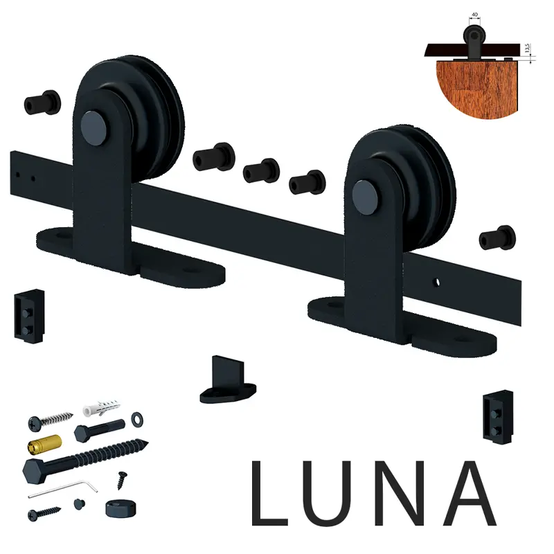 Valcomp LN20 Комплект фурнітури LUNA 100кг до 1 двері 850-1050 мм, чорний матовий