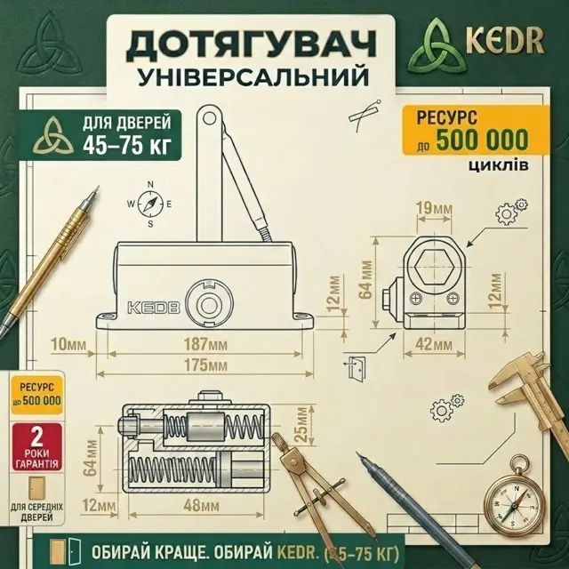 Крок отворів 162 × 19 мм — зручно при замін