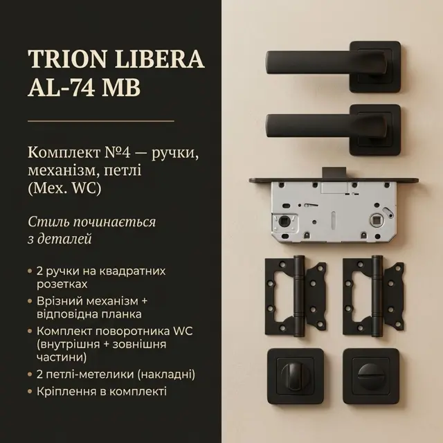 Ручки, механізм і петлі в одному тон