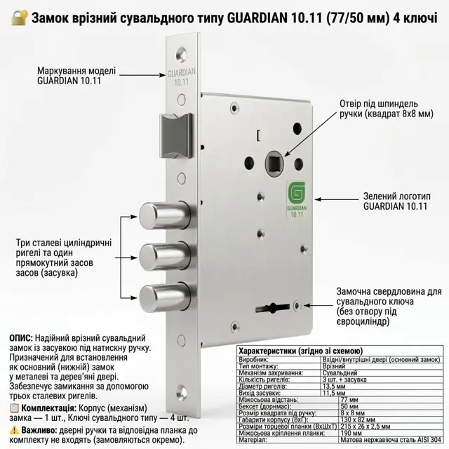 Квадрат 8 × 8 мм під натискну ручку