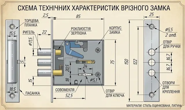 Бексет 52,5 мм — невеликий виніс ключа