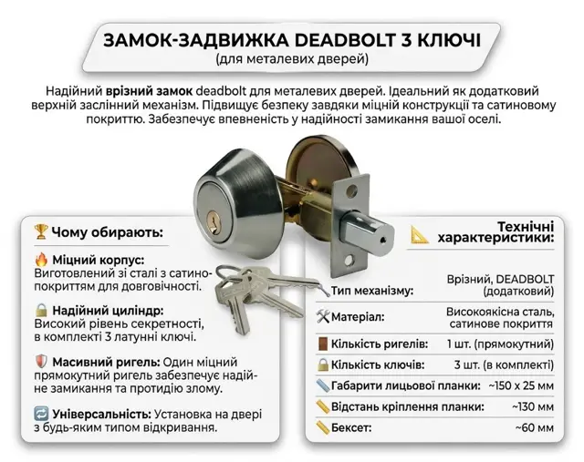 Під стандартний євроциліндр, 3 ключ