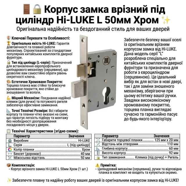 Клямка під ручку і ригель в одному корпус