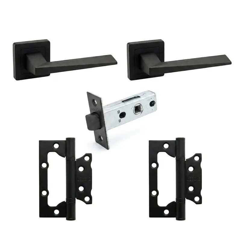 Комплект дверних ручок TRION NEGRO AL-74 MB — №8 (Засувка + петлі)