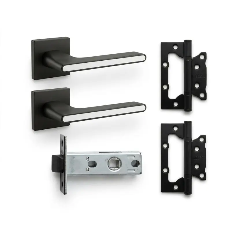Комплект дверних ручок TRION RADIANT AL-49 Black/White — №8 (Засувка + петлі)