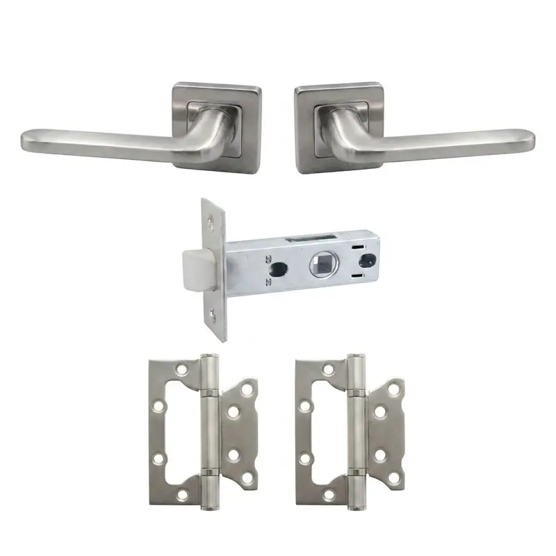 Комплект дверних ручок TRION STRONG AL-74 SN/CP — №8 (Засувка + петлі)
