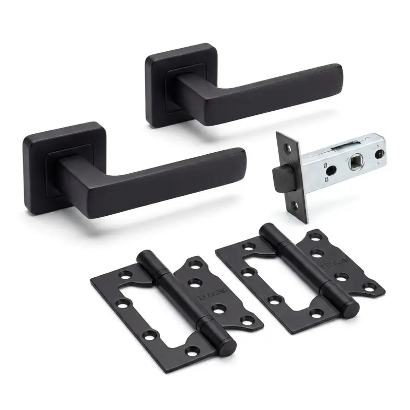 Комплект дверних ручок TRION LIBERA 74 Black — №8 (Засувка + петлі)