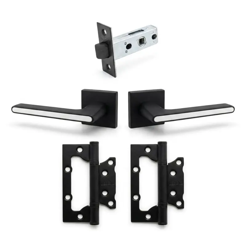 Комплект дверних ручок TRION RADIANT Z-49 Black/White— №8 (Засувка + петлі)