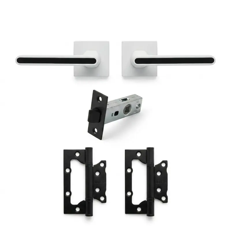 Комплект дверних ручок TRION RADIANT Z-49 White/Black — №8 (Засувка + петлі)