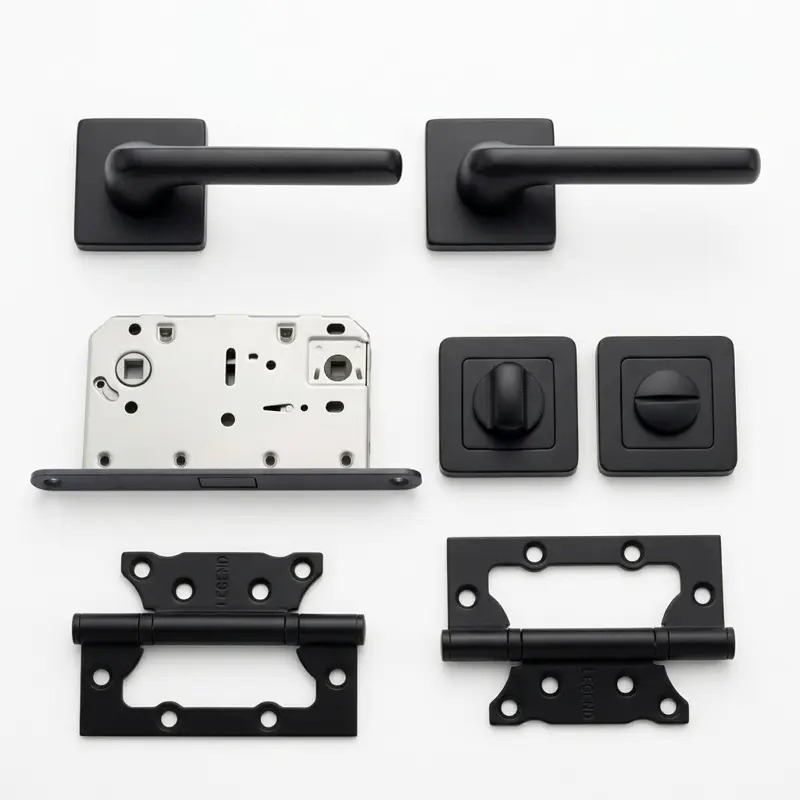 Комплект дверних ручок TRION CORSA AL-49 BLACK — №11 (Магніт WC + петлі)