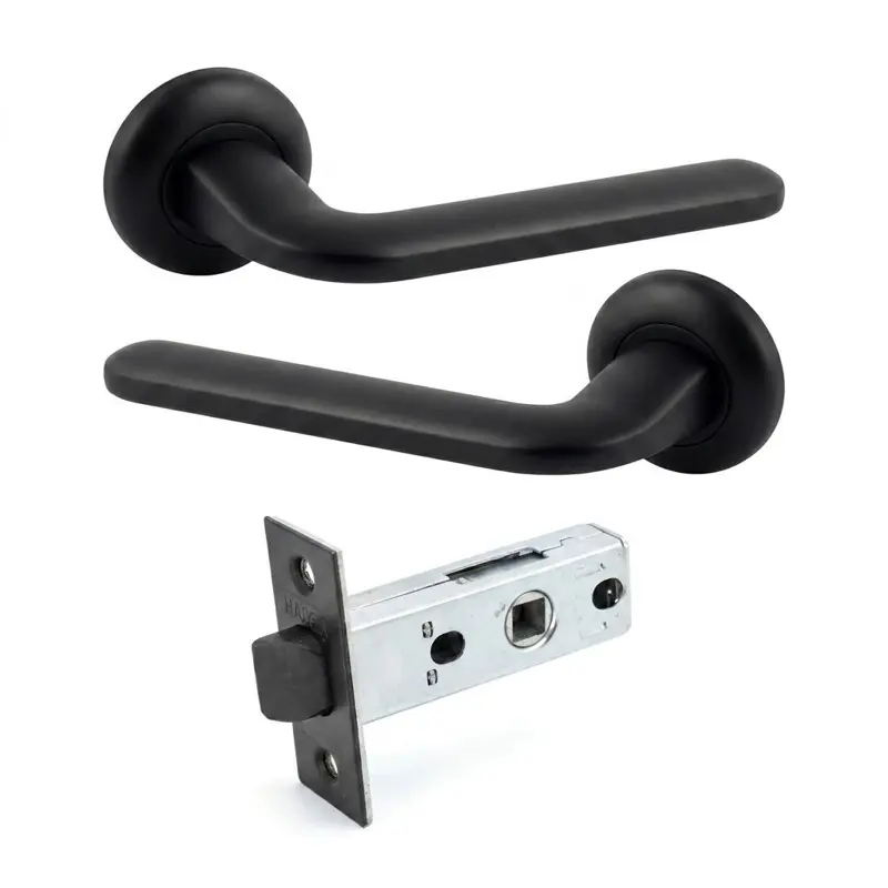 Комплект дверних ручок TRION STRONG AL-47 BLACK — №6 (Засувка)
