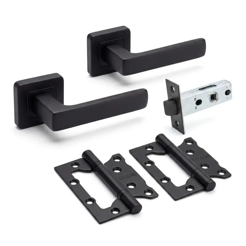 Комплект дверних ручок TRION LIBERA 74 Black — №8 (Засувка + петлі)
