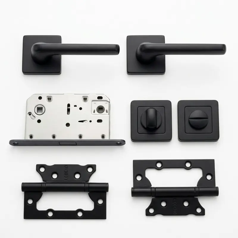 Комплект дверних ручок TRION CORSA AL-49 BLACK — №11 (Магніт WC + петлі)