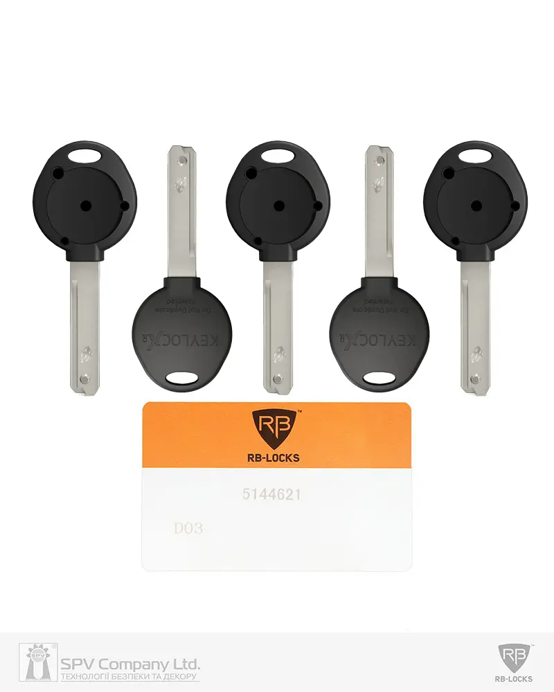 Комплект ключів RB KEYLOCX-R 5KEY+CARD K04 S4A 42,5мм HORIZONTAL 31мм NSi BLACK_INS