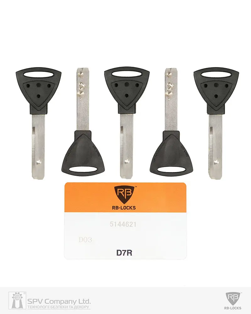 Комплект ключів RB D7R 5KEY+CARD D70 S5A 42,5мм HORIZONTAL 31мм NSi BLACK 426C_INS