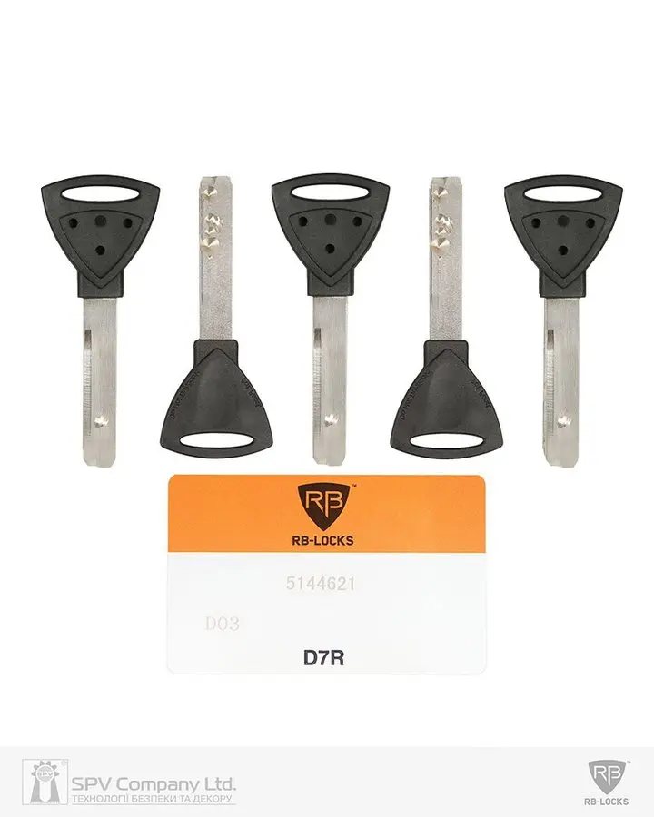 Комплект ключів RB D7R 5KEY+CARD D70 S5A 42,5мм HORIZONTAL 31мм NSi BLACK 426C_INS