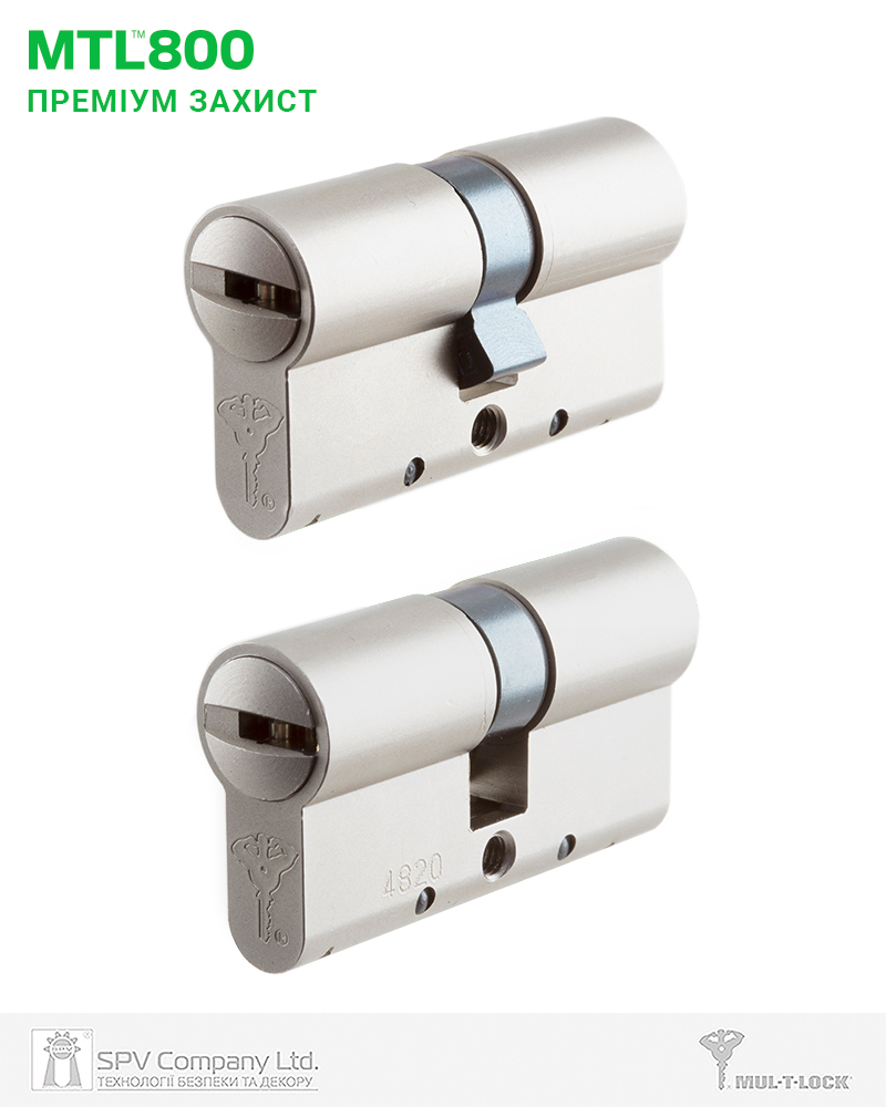 Циліндр MUL-T-LOCK MTL800 MT5+ 106 мм (50x56) · ключ-ключ · нікель-сатин