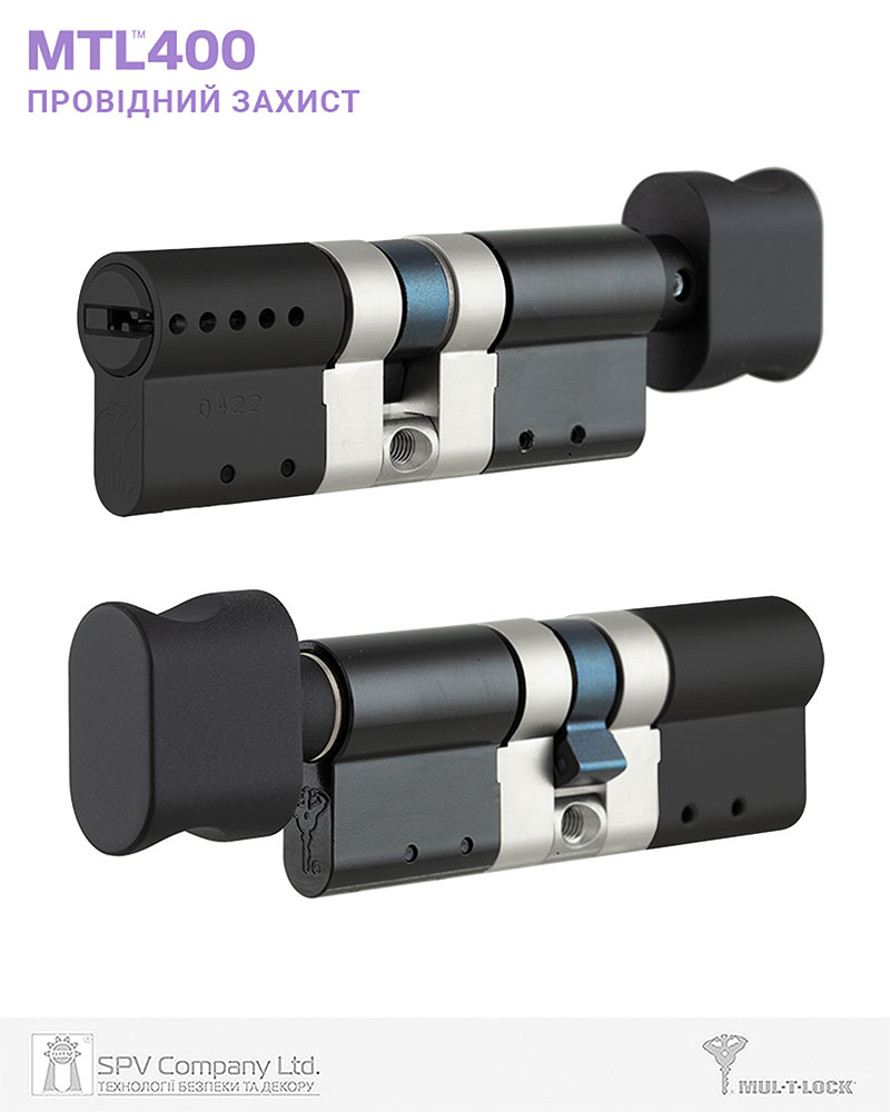 Циліндр MUL-T-LOCK MTL400 ClassicPRO 98 мм (35x63T) · ключ-тумблер (T — сторона поворотника) · бронза-мат/BE · поворотник бронза-мат